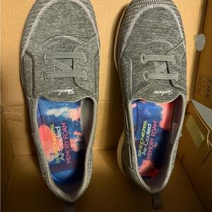 Skechers Charcoal Decoration Lace-Up Memory Foam Sneakers